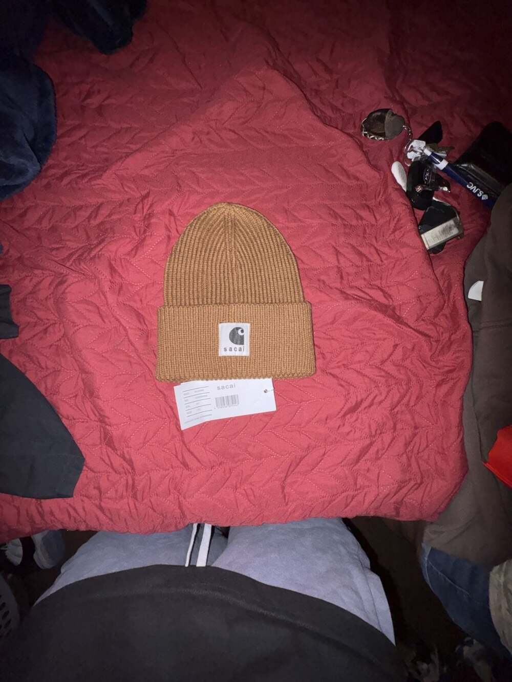 Sacai x Carhartt WIP Ribbed Beanie Brown